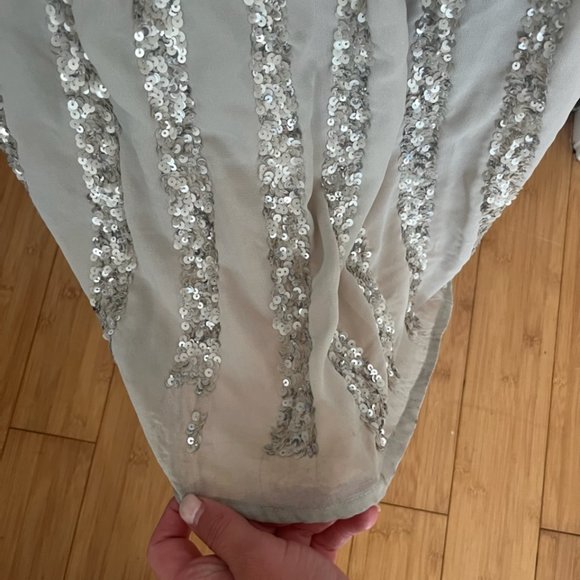Silver, sequined formal dress - Picture 3 of 5